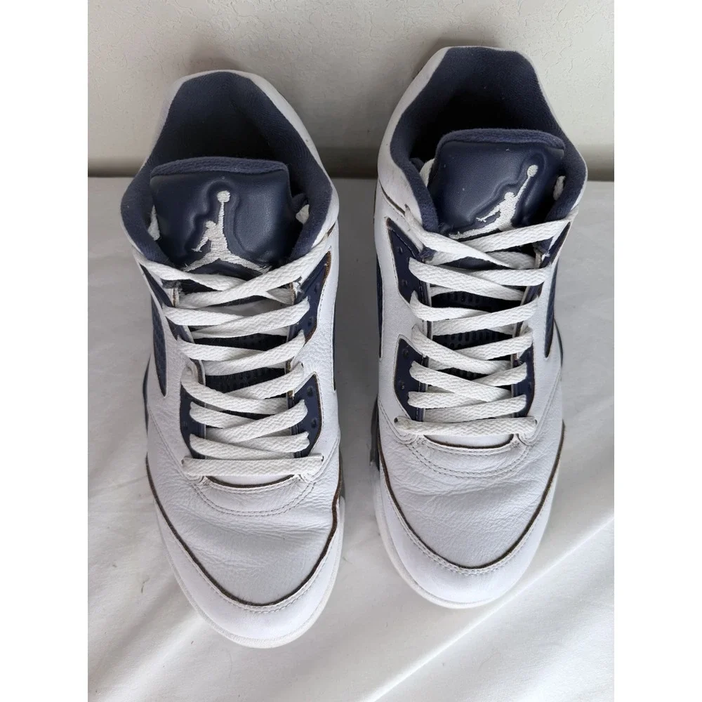 Air Jordan 5 Retro Low Dunk From Above Sneakers Mens Size 10 White Gold Navy